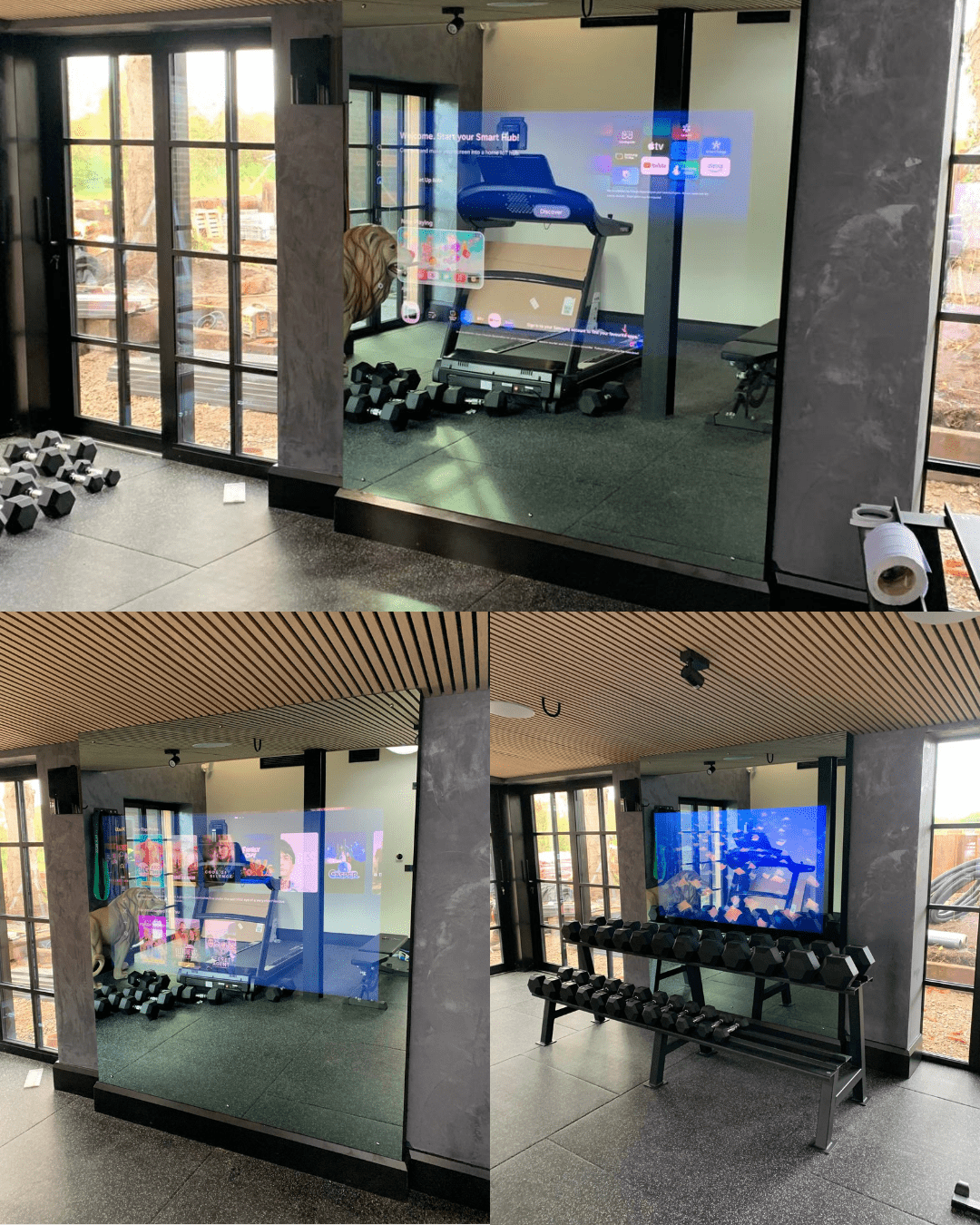 Mirror TV installation in Northwich home gym
