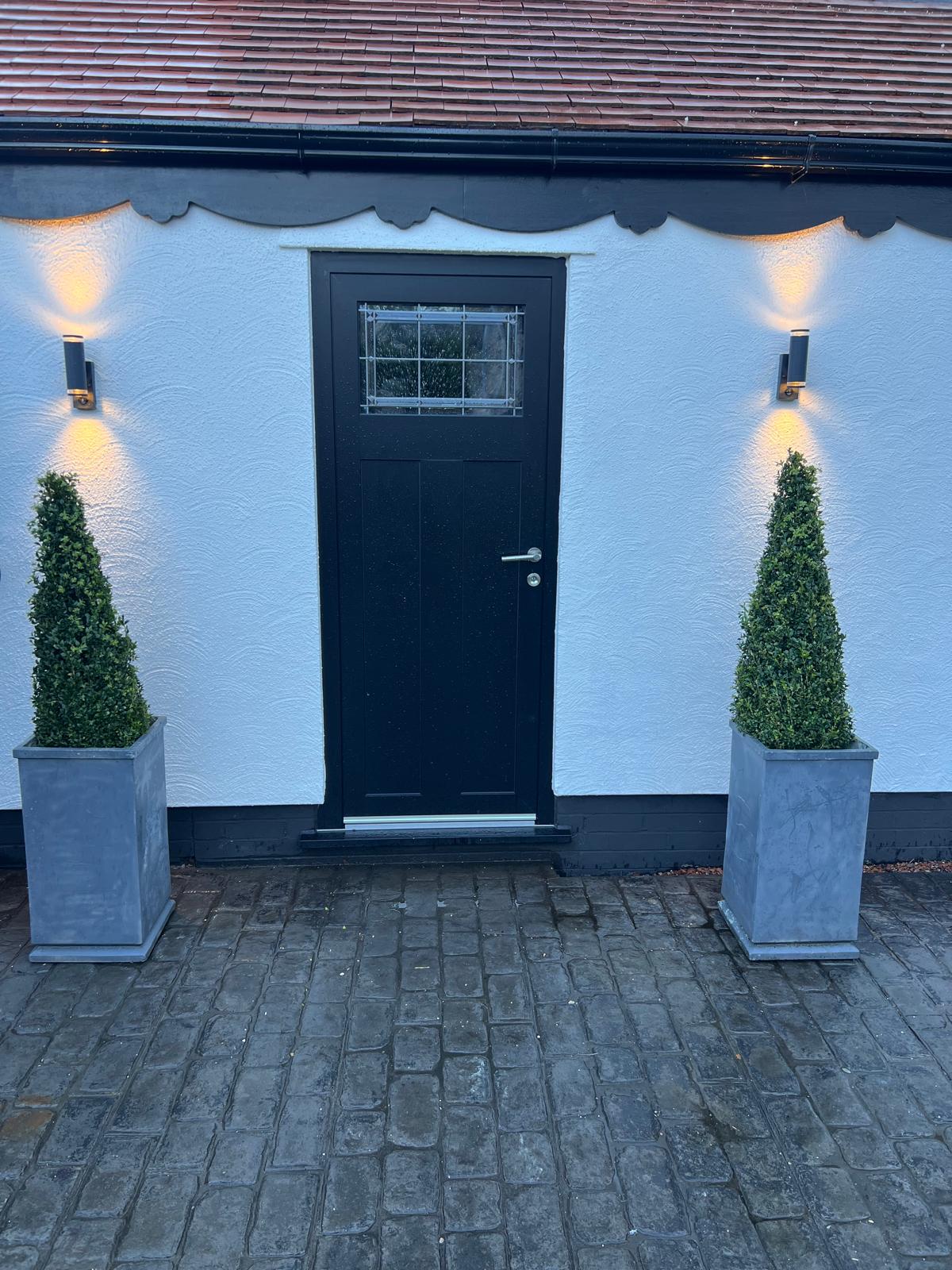 Spitfire S-500 Door installation in Rhydymwyn with bespoke GD-S triple glazed glass design in RAL 9005 Jet Black finish